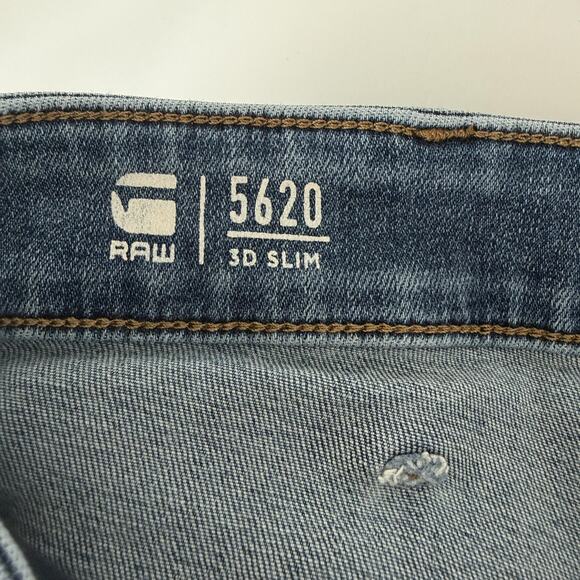 G-Star RAW Jeans Mens 32x32 5620 3D Slim Distressed Washout Moto Tapered Stretch - Picture 8 of 12